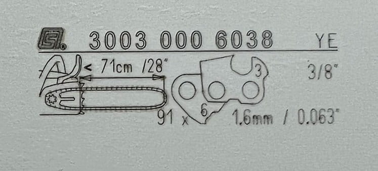 Oznaczenie prowadnicy STIHL Rollomatic ES 71cm 3/8"